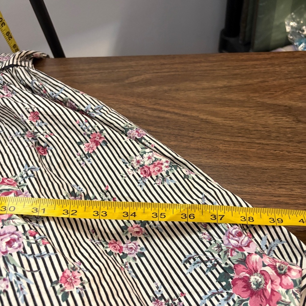 Vintage 80s Style Cottagecore Prairie Dress Floral Striped Ruffle Neck Plus Size - Picture 9 of 10